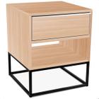 Mesa de Cabeceira Lonova Quarto Design Industrial Aço e MDF com Gaveta Preta Jade - Genus Móveis