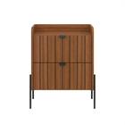 mesa de cabeceira mdf com gavetas riscada modernas moriah 45 para quarto com pés e puxadores em ferro preto luxuosa