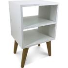 Mesa De Cabeceira Mdf Nicho Pé Palito Branco Retrô