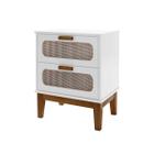 Mesa de Cabeceira Moderna Santorini 45cm de 2 Gavetas Branco - Casa Detalhe