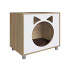 Mesa de Cabeceira ou Lateral para Gato com Almofada CMP Oak e Branco