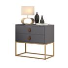 Mesa de Cabeceira para Quarto Casal Estilo Industrial Unic 60cm Design Europeu Puxadores Em Alça Gavetas Espaçosas Suave - Casa Detalhe