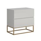 mesa de cabeceira para quarto clean 2 gavetas com puxadores centrais em cava eros 45cm design premium - Casa Detalhe