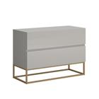 Mesa de Cabeceira Para Quarto Com 2 Gavetas Espaçosas Cama Casal Eros 60cm Pé Dourado Moderno Luxuoso - Aprire Móveis