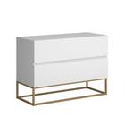 Mesa de Cabeceira Para Quarto Pé de Ferro Industrial Dourado Eros 60cm Com 2 Gavetas Design Moderno Luxuoso - Aprire Móveis