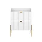 Mesa de Cabeceira para quarto pequeno Moriah 45cm Branco Com Dourado - Casa Detalhe