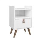 Mesa De Cabeceira Quarto Estilo Retrô Pés Palito - Florença - Cor: Branco - Lojas G2 Móveis