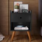 Mesa de Cabeceira Retrô Decore 1 Gaveta - Preto - RPM Móveis