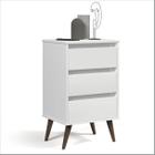 Mesa de Cabeceira Retrô Wood 3 Gavetas Branco - EJ Móveis