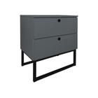 Mesa de Cabeceira Slim Cinza 2 Gavetas Base Industrial Preta - Belliv Decor