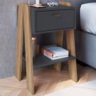 Mesa de Cabeceira Terni 1 Gaveta com Tomada Grafite/Aveiro Oak - Completa Móveis