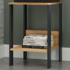 Mesa De Canto Industrial 1 Prateleira 100% Mdf Freijó/preto Fosco F14 - Pradel