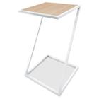 Mesa De Canto Modelo Industrial Lateral em Z Sieger Decoração Para Sala Branco e Jade - Genus Móveis