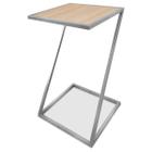 Mesa De Canto Modelo Industrial Lateral em Z Sieger Decoração Para Sala Prata e Jade - Genus Móveis