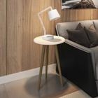 Mesa de canto redonda brilhante 2075262 off white - bechara móveis