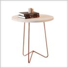 Mesa de Centro JB 8006 MDF Perola Pés Bronze Jb Bechara