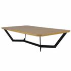 Mesa de Centro Moa Tampo Louro Freijo e Base Aço cor Grafite 135 cm - 66842