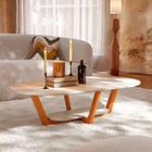 Mesa de Centro Oval Elegance Off White e Nature