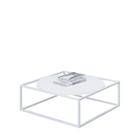 Mesa De Centro Sala 84x84x35cm Aço Branco e Madeira Industrial Moon