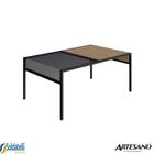 Mesa de centro york 80 cm madeira mdp hanover e vermont base aço preto fosco - artesano