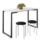 Mesa de Cozinha Bistrô Porto Branco 120cm com 2 Banquetas Industriais Maviê Preto/Branco - Mpozenato