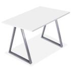 Mesa de Cozinha Jantar Escritório Home Office Mirage Tampo 120cm x 60cm - Prata Branca