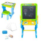 Mesa de Desenho Infantil 2 em 1 Lousa Multifuncional Educativa Com Banquinho - ATENTU