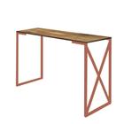 Mesa De Escritório Computador 90cm Bex Industrial Ferro Bronze MDF Castanho - Ahz Móveis