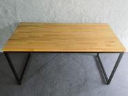 Mesa de escritório industrial 180x60 pé de ferro pinus 30mm