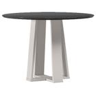 Mesa de Jantar 100x100 cm Isabela com Vidro Off White Preto New Ceval