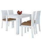 Mesa de Jantar 120x80 com 4 Cadeiras Athenas Branco/Corino Caramelo - Móveis Lopas