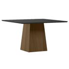 Mesa de Jantar 135x135 cm Barbara com Vidro Imbuia Preto New Ceval