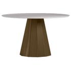 Mesa de Jantar 135x135 cm Isis com Vidro Imbuia Off White New Ceval