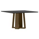 Mesa De Jantar 135x135 Cm Valência Com Vidro Imbuia Preto - New Ceval - NEW CEVAL MÓVEIS