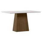 Mesa de Jantar 135x90 cm Barbara com Vidro Imbuia Off White New Ceval