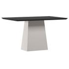 Mesa de Jantar 135x90 cm Barbara com Vidro Off White Preto New Ceval