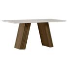 Mesa de Jantar 160x90 cm Fernanda com Vidro Imbuia Off White New Ceval