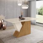 Mesa de Jantar 160x90cm Tampo Vidro/MDF Canto Reto Epic Nature/Off White