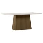 Mesa De Jantar 180 Cm Barbara Com Vidro Imbuia Off White - New Ceval - NEW CEVAL MÓVEIS