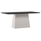 Mesa de Jantar 180 cm Barbara com Vidro Off White Preto New Ceval