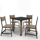 Mesa De Jantar + 4 Cadeiras Industrial Set Completo Vintage Lâmina com Preto
