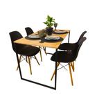 Mesa de Jantar 4 Lugares 78cm Tampo Pinus e Pés Ferro Estilo Industrial