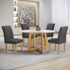 Mesa de Jantar 4 Lugares Arizona com Vidro Cinamomo/Off White/Boucle Cinza 20771 - Cel Móveis