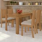 Mesa de Jantar 4 Lugares Athenas Amêndoa Clean/Veludo Naturale Creme - Móveis Lopas