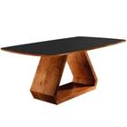 Mesa de Jantar 4 Lugares Imbuia Tampo Preto 1,4m - Trekant - Decorium