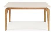 Mesa de Jantar 4 lugares Moderna 120cm Tampo com Vidro Base Madeira Maciça Cirrus Off White Imbuia Bahia