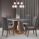 Mesa de Jantar 4 Lugares Universe com Vidro Mel/Grafite - Viero Móveis