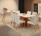 Mesa de jantar + 6 cadeiras Milão Tampo Atenas 180 cm C 01