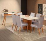 Mesa de jantar + 6 Cadeiras Milão tampo Atenas 180 cm Peach