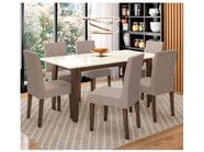 Mesa de Jantar 6 Cadeiras Retangular Amêndoa e Off White Poliman Móveis Liz